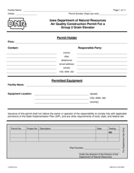 Document preview: DNR Form 542-0955 Air Quality Construction Permit for a Group 2 Grain Elevator - Iowa