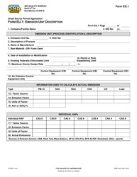 Document preview: Form EU.1 (DNR Form 542-1521) Emission Unit Description - Iowa
