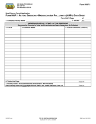 Form HAP.1 (DNR Form 542-1523) &quot;Actual Emissions - Hazardous Air Pollutants (Haps) Data Sheet&quot; - Iowa