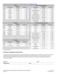 DNR Form 542-0652 Beneficial Use Determination: Solid by Product Management Plan Analytical Testing Report - Iowa, Page 2