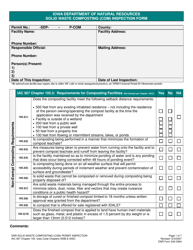 DNR Form 542-0364 Solid Waste Composting (Com) Inspection Form - Iowa