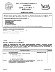 DNR Form 542-1590 Land Application of Solid Waste, Additional Sites - Iowa