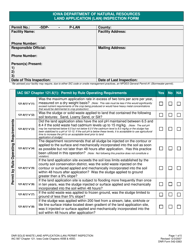 DNR Form 542-0363 Land Application (Lan) Inspection Form - Iowa