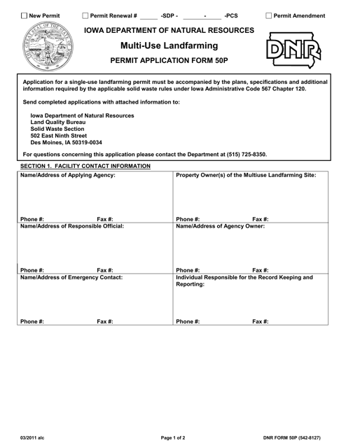 Form 50P (DNR Form 542-8127)  Printable Pdf