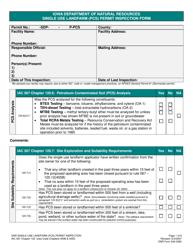 Document preview: DNR Form 542-0362 Single Use Landfarm (PCS) Permit Inspection Form - Iowa