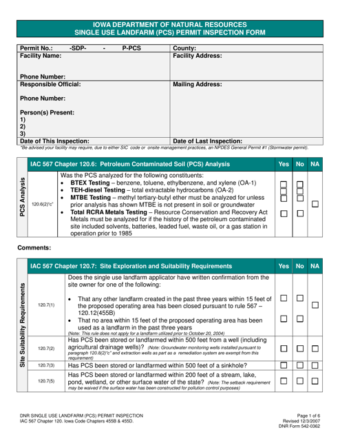 DNR Form 542-0362  Printable Pdf
