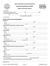 Document preview: Form 50 (DNR Form 542-1542) Municipal Solid Waste Landfill Permit Application - Iowa