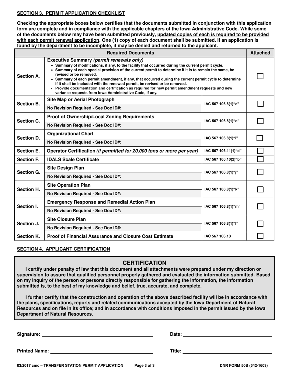 DNR Form 542-1603 (50B) Download Fillable PDF or Fill Online Solid ...