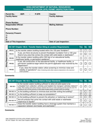 Document preview: DNR Form 542-0360 Transfer Station (Xfr) Permit Inspection Form - Iowa
