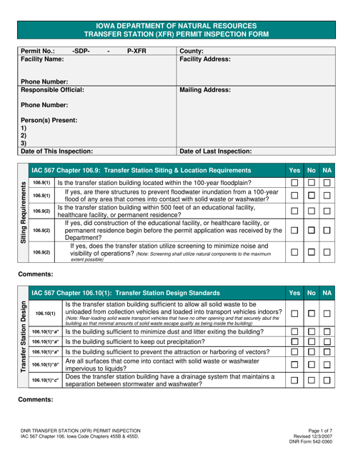 DNR Form 542-0360  Printable Pdf