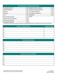 DNR Form 542-0360 Transfer Station (Xfr) Permit Inspection Form - Iowa, Page 6