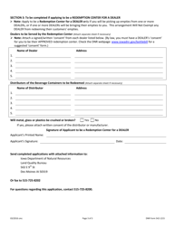 DNR Form 542-1215 Application for Approval of Redemption Center - Iowa, Page 3