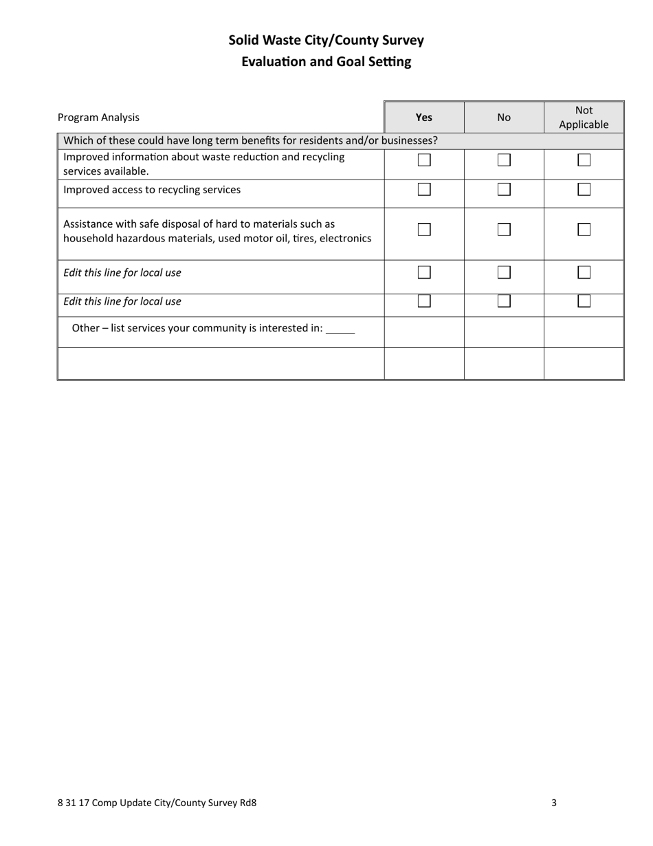 Solid Waste City / County Survey Evaluation and Goal Setting - Iowa, Page 3
