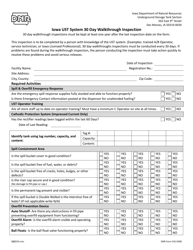 Document preview: DNR Form 542-0398 Iowa Ust System 30 Day Walkthrough Inspection - Iowa