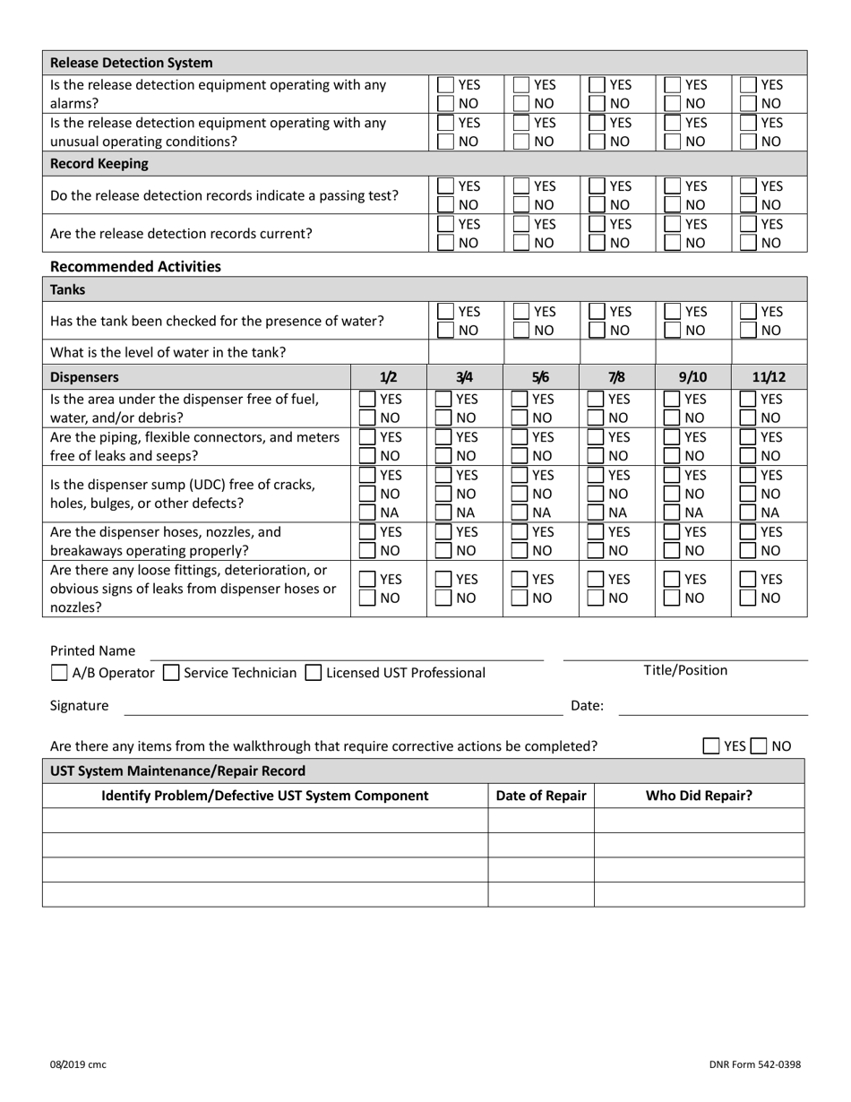 DNR Form 542-0398 Iowa Ust System 30 Day Walkthrough Inspection - Iowa, Page 2