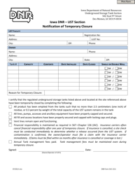 Document preview: DNR Form 542-1311 Notification of Temporary Closure - Iowa