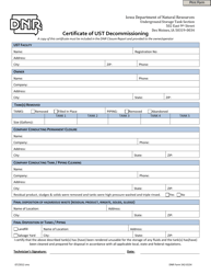 Document preview: DNR Form 542-0154 Certificate of Ust Decommissioning - Iowa