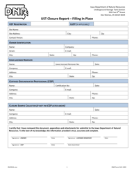 DNR Form 542-1303 Ust Closure Report - Filling in Place - Iowa