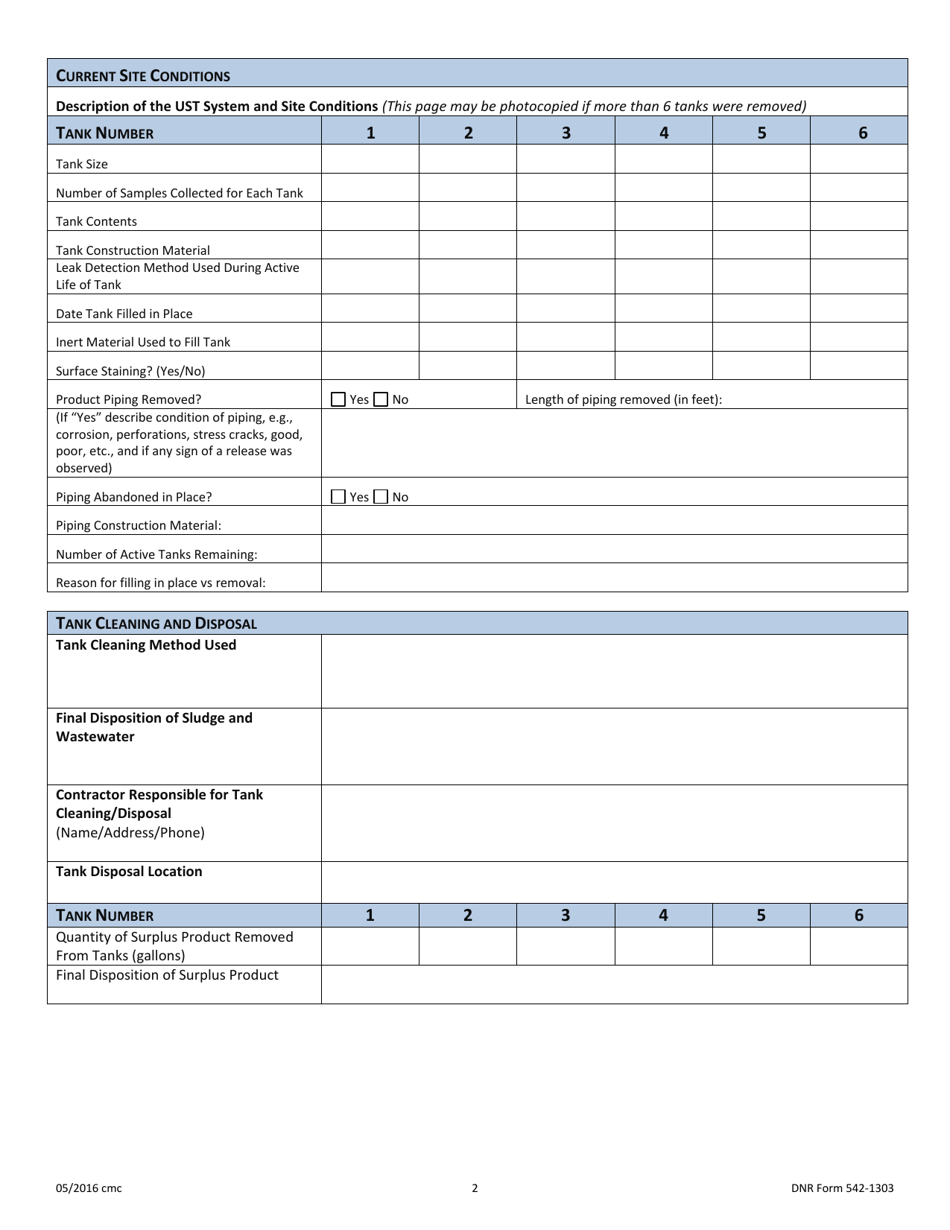 DNR Form 542-1303 Ust Closure Report - Filling in Place - Iowa, Page 2