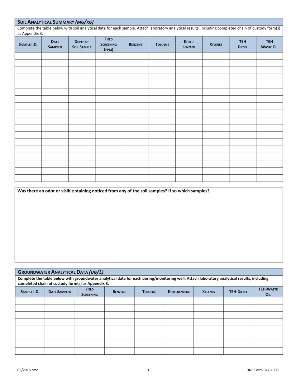 DNR Form 542-1303 Ust Closure Report - Filling in Place - Iowa, Page 3