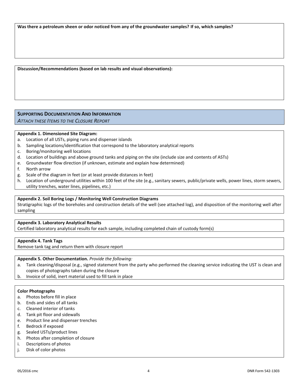 DNR Form 542-1303 Ust Closure Report - Filling in Place - Iowa, Page 4