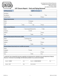 DNR Form 542-1306 Ust Closure Report - Tank and Piping Removal - Iowa