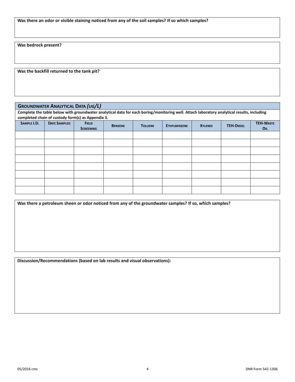 DNR Form 542-1306 Ust Closure Report - Tank and Piping Removal - Iowa, Page 4