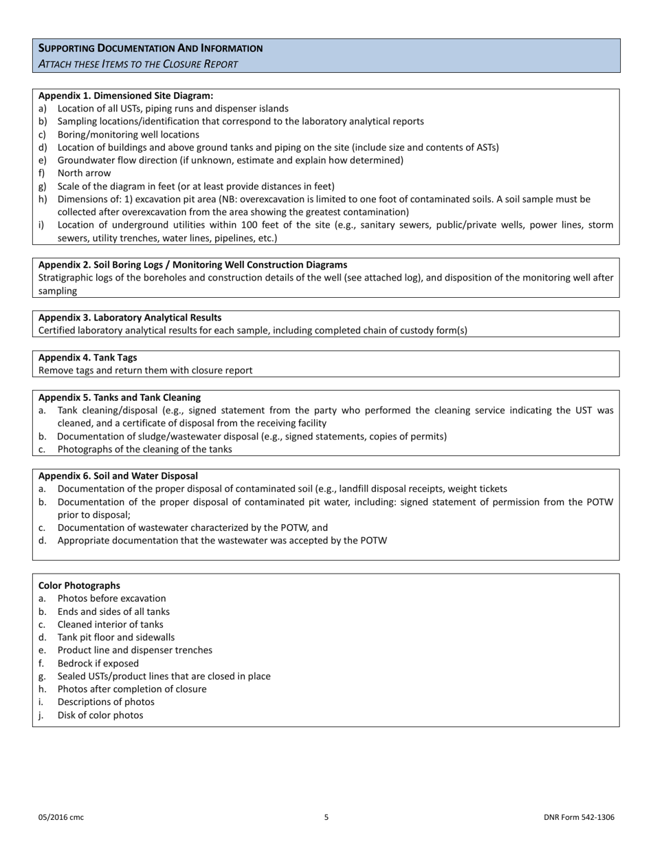 DNR Form 542-1306 Ust Closure Report - Tank and Piping Removal - Iowa, Page 5