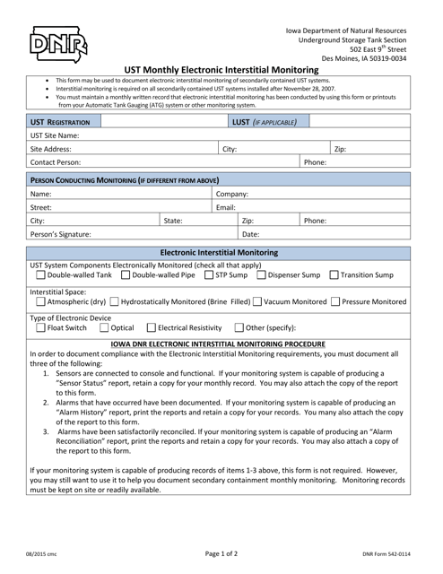 DNR Form 542-0114  Printable Pdf