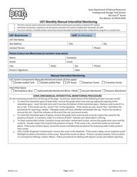 Document preview: DNR Form 542-0115 Ust Monthly Manual Interstitial Monitoring - Iowa