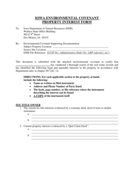 Document preview: Iowa Environmental Covenant Property Interest Form - Iowa