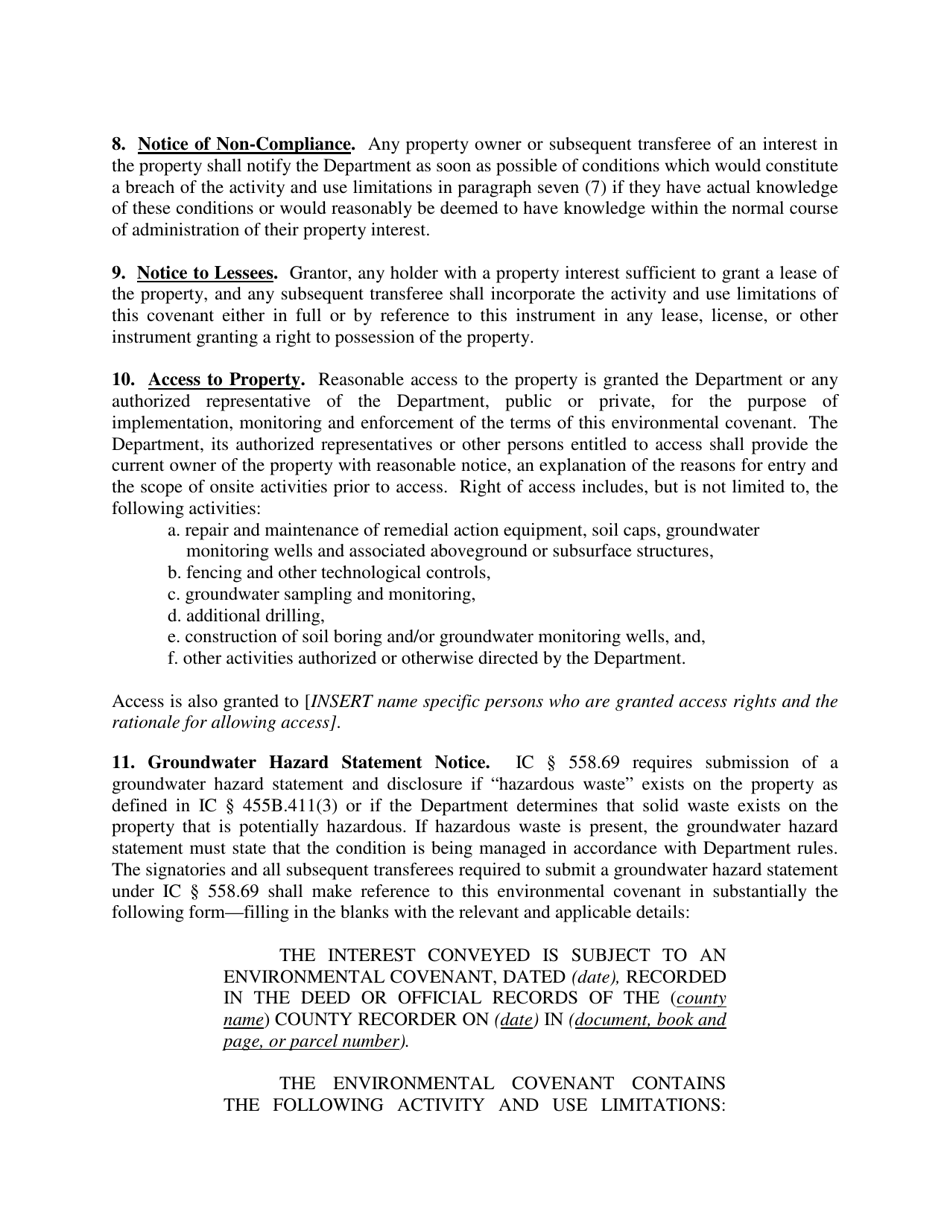 Iowa Contaminated Site Environmental Covenant - Iowa, Page 3