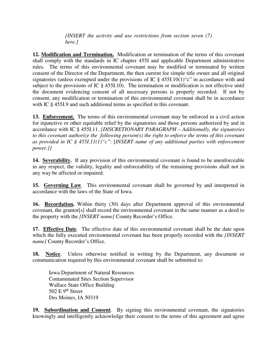Iowa Contaminated Site Environmental Covenant - Iowa, Page 4