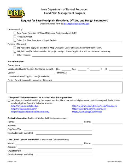 DNR Form 542-1030  Printable Pdf