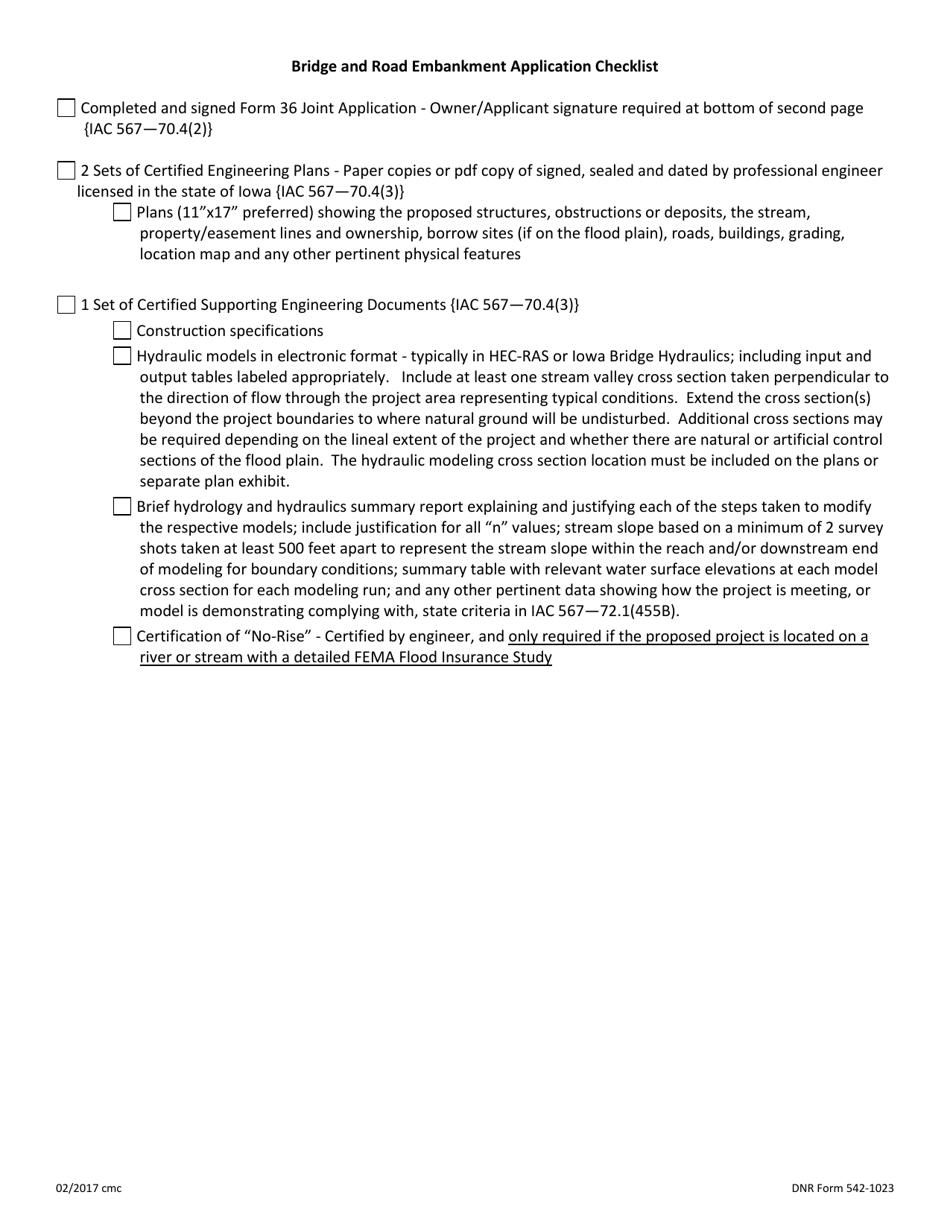 DNR Form 542-1023 Flood Plain Guidance Bridges  Road Embankments - Iowa, Page 2