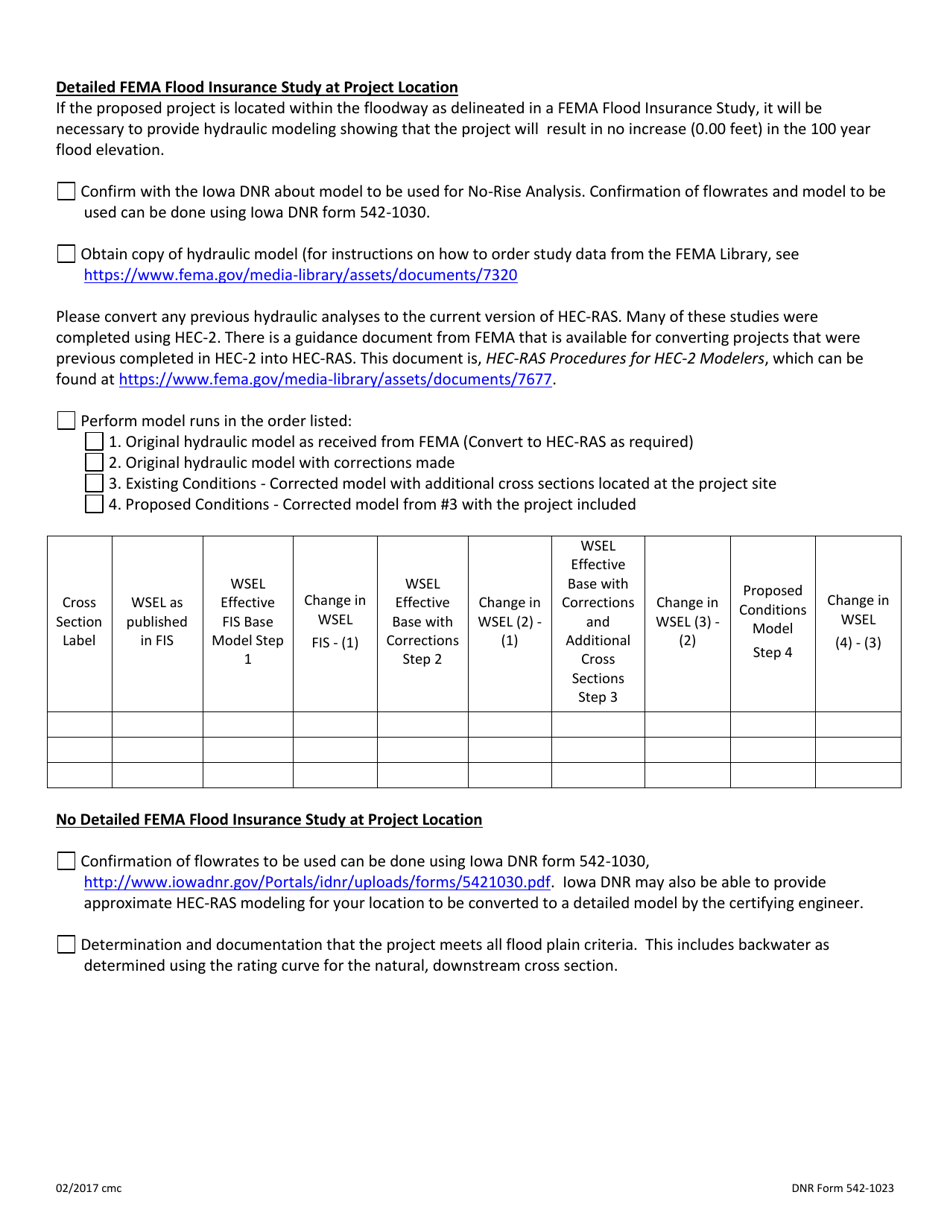 DNR Form 542-1023 Flood Plain Guidance Bridges  Road Embankments - Iowa, Page 3