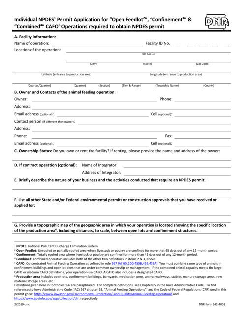 DNR Form 542-4001  Printable Pdf