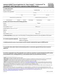DNR Form 542-4001 Individual Npdes Permit Application for &quot;open Feedlot&quot;, &quot;confinement&quot; &amp; &quot;combined&quot; Cafo Operations Required to Obtain Npdes Permit - Iowa