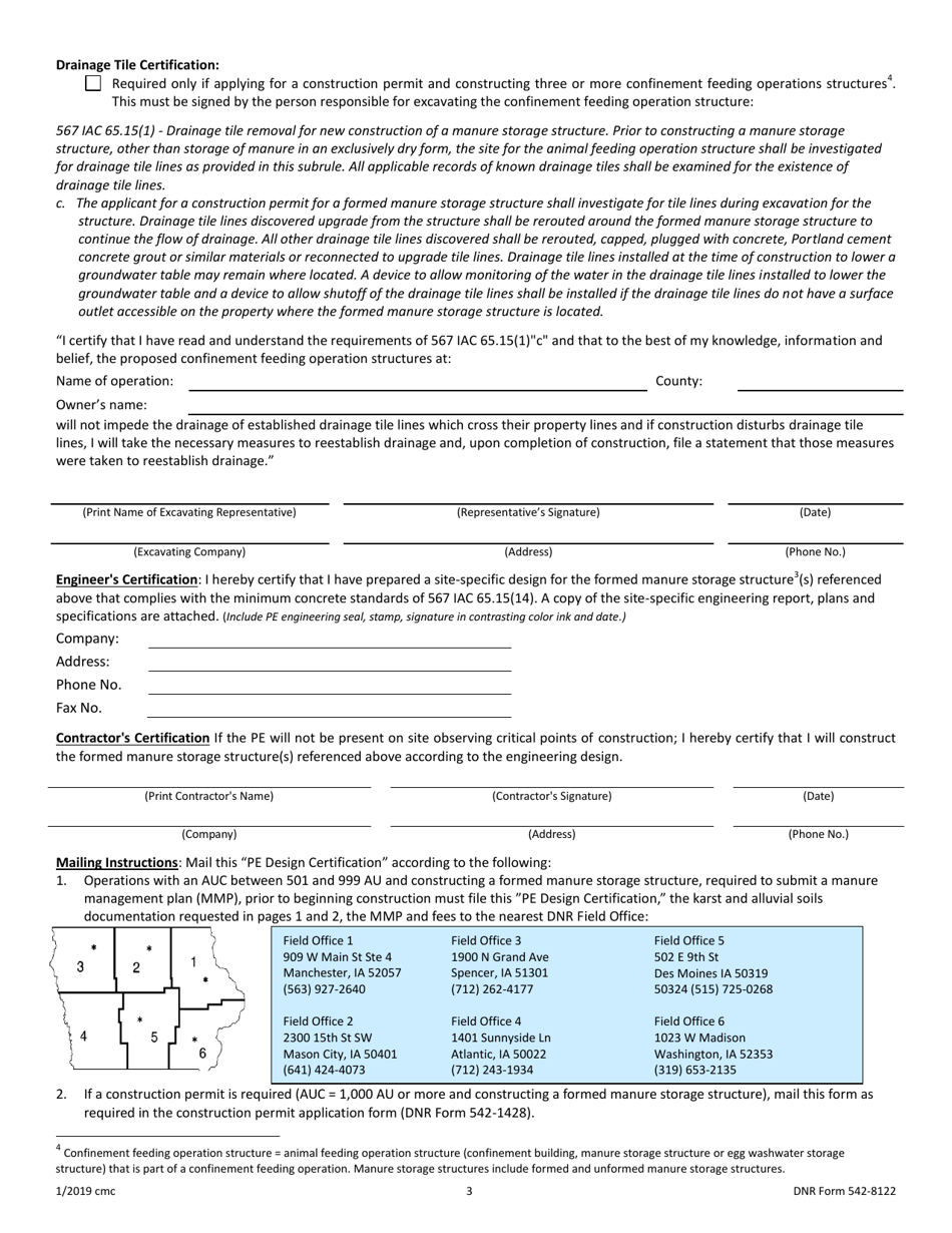 DNR Form 542-8122 Professional Engineer (Pe) Design Certification - Iowa, Page 3