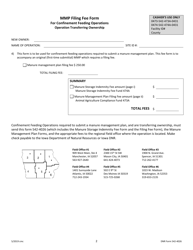 DNR Form 542-4026 Manure Storage Indemnity Fee Form for Confinement Feeding Operations Transferring Ownership - Iowa, Page 2