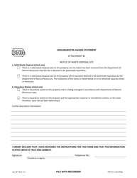 Document preview: DNR Form 542-0960A Attachment 1 Groundwater Hazard Statement - Iowa