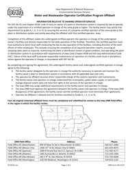 DNR Form 542-3119 Water and Wastewater Operator Certification Program Affidavit - Iowa