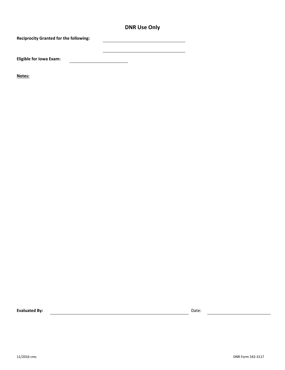 DNR Form 542-3117 Operator Certification Reciprocity Application Water Treatment, Water Distribution, Wastewater - Iowa, Page 4