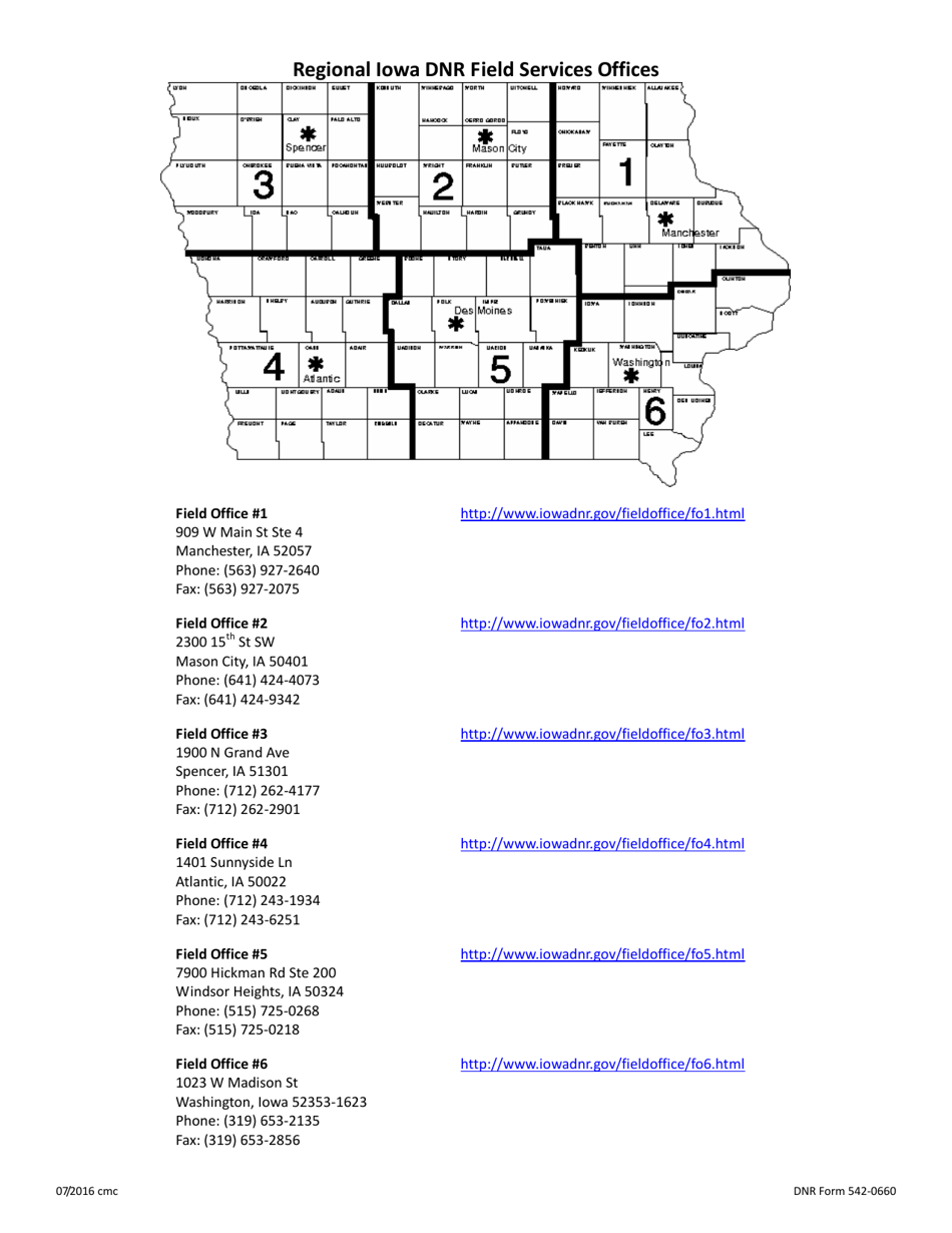 DNR Form 542-0660 Wastewater Discharge Field Office Notification Form - Iowa, Page 2