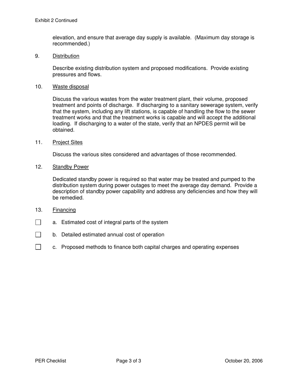 Exhibit 2 Water Supply Preliminary Engineering Report Checklist - Iowa, Page 3