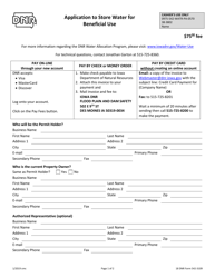 DNR Form 542-3109 Application for Permit to Store Water for Beneficial Use - Iowa
