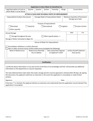 DNR Form 542-3109 Application for Permit to Store Water for Beneficial Use - Iowa, Page 2