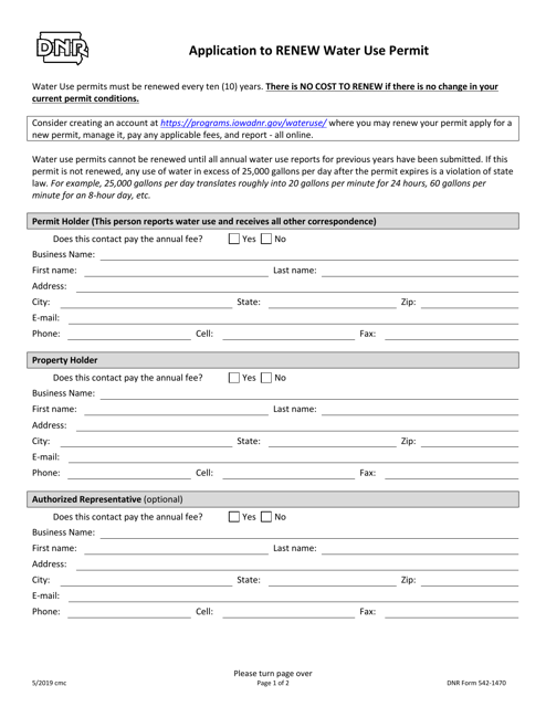 DNR Form 542-1470  Printable Pdf