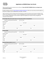DNR Form 542-1470 Application to Renew Water Use Permit - Iowa