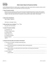 Document preview: DNR Form 542-0267 Water System Report of Suspicious Activity - Iowa